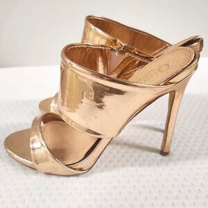 Gold High-Heeled Mules